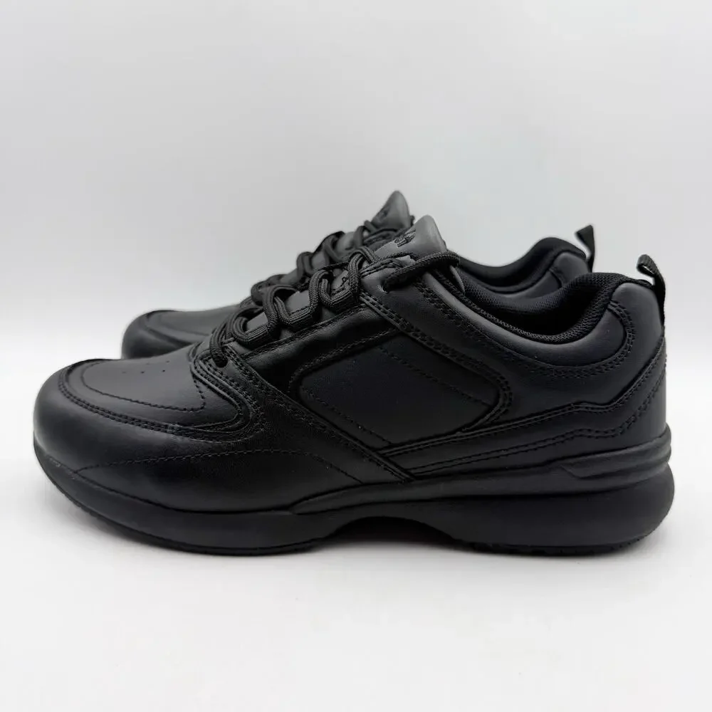 Propet Womens Lifewalker Sport Sneaker US 7.5 Wide EU 38 Black Leather NIB